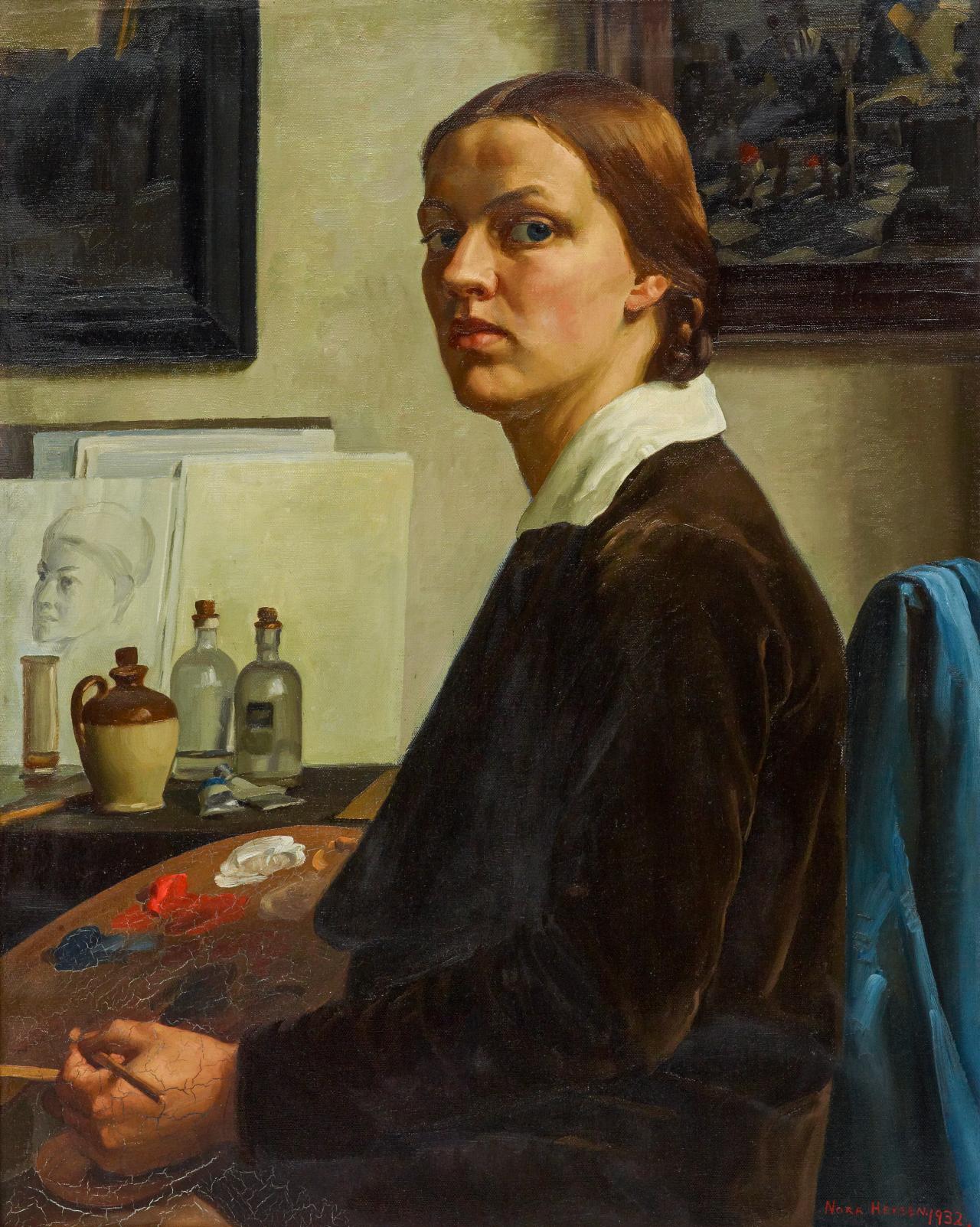 Nora Heysen<br/>
<em>Self-portrait</em> 1932<br/>
oil on canvas<br/>
76.2 x 61.2 cm<br/>
Art Gallery of New South Wales, Sydney <br/>
Gift of Howard Hinton 1932 (943)<br/>
© Lou Klepac<br/>