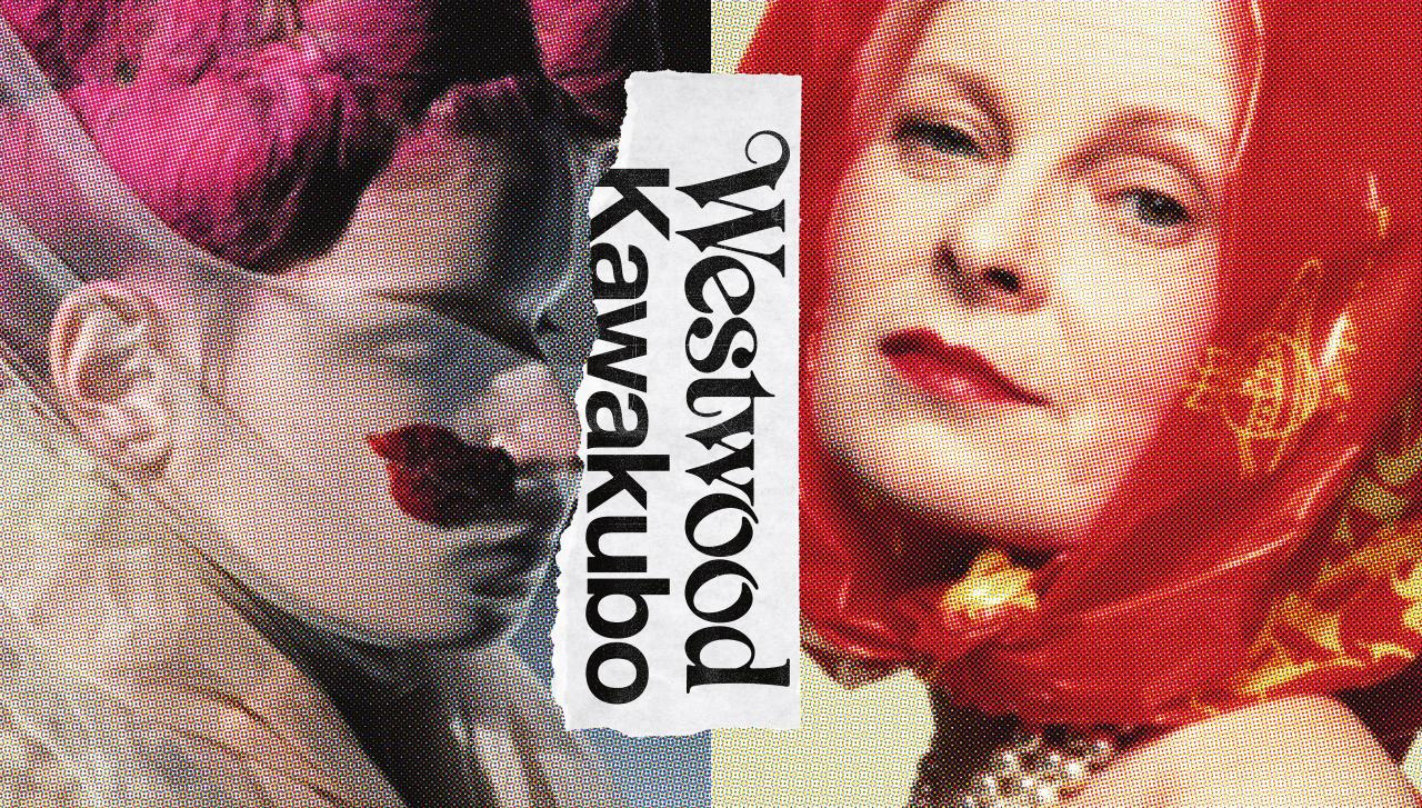 (left) Comme des Gar&ccedil;ons, Tokyo Look 2, from the Wonderland collection, autumn&ndash;winter 2009 (detail).<br/>
Photo &copy; firstVIEW. Model: Melodie Dagault<br/>
(right) Vivienne Westwood, 1994 (detail).<br/>
Photo &copy; Inez van Lamsweerde and Vinoodh Matadin / Trunk Archive<br/>