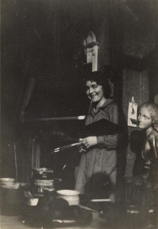 Unknown<br/>
<em>Constance Stokes in her studio</em> 1931<br/>
gelatin silver photograph <br/>
National Gallery of Victoria, Melbourne<br/>
Gift of Carlos d&rsquo;Abrera in memory of Constance Stokes through the Australian Government&rsquo;s Cultural Gifts Program, 2025<br/>