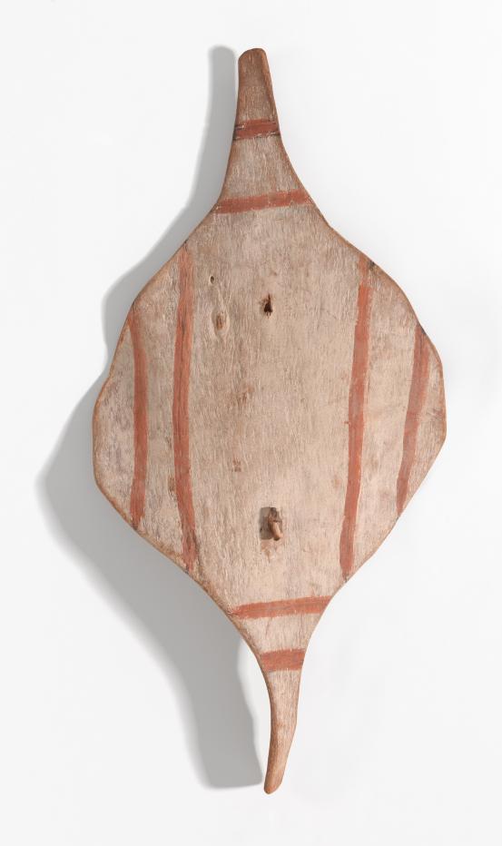 Unknown<br/>
<em>Shield</em> (c. 1900) <!-- (front view) --><br />

earth pigments on wood, pipeclay<br />
64.7 x 32.5 x 6.9 cm<br />
National Gallery of Victoria, Melbourne<br />
Felton Bequest, 2011<br />
2011.126<br />

<!--89183--><br/><a class="col-link block" href="/explore/collection/work/89183"><strong>Collection page <i class="fa fa-angle-right"></i></strong></a>