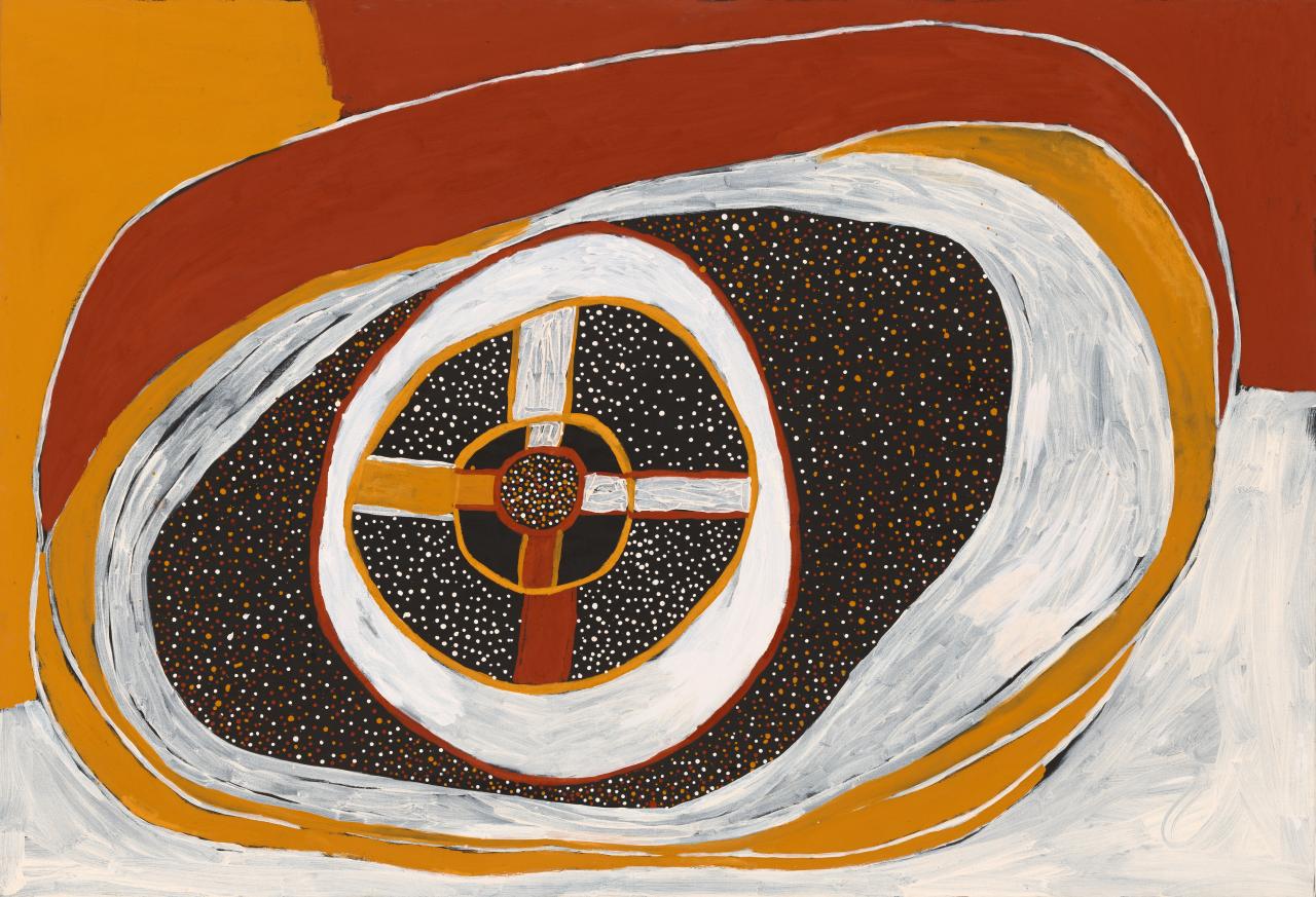 Timothy Cook<br/>
<em>Kulama</em> 2012 <!-- (recto) --><br />

earth pigments on canvas<br />
150.0 x 219.7 cm<br />
National Gallery of Victoria, Melbourne<br />
Robert Martin Bequest and NGV Supporters of Indigenous Art, 2019<br />
2019.11<br />
© Timothy Cook/Copyright Agency, Australia
<!--138482-->