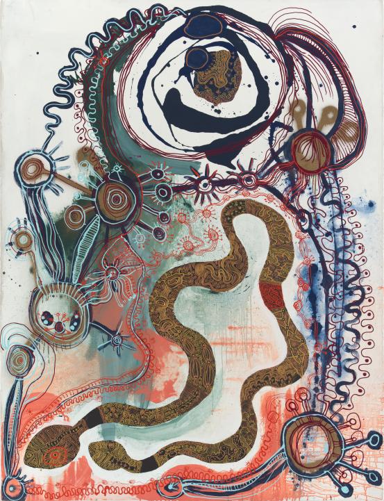 Zaachariaha Fielding<br/>
<em>Untitled</em> 2020 <!-- (recto) --><br />

synthetic polymer paint on canvas<br />
197.0 x 151.0 cm<br />
National Gallery of Victoria, Melbourne<br />
Purchased, Victorian Foundation for Living Australian Artists, 2021<br />
2021.170<br />
&copy; Zaachariaha Fielding, APY Art Centre Collection, Jan Murphy Gallery
<!--145659-->