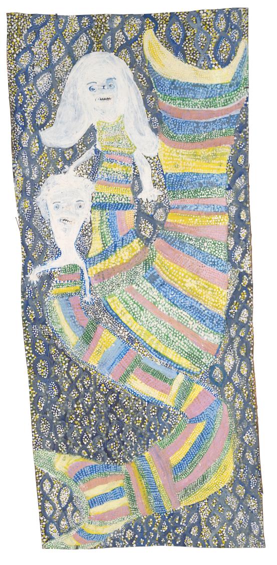 Djerrkŋu Yunupiŋu<br/>
<em>New generation</em> 2021 <!-- (recto) --><br />

earth pigments and recycled print toner on Stringybark (Eucalyptus sp.)<br />
169.0 x 75.0 cm<br />
National Gallery of Victoria, Melbourne<br />
Purchased with funds donated by Barbara Hay and the Hay Family, 2021<br />
2021.780<br />
© The Artist, Buku Larrŋgay Mulka, NT and Alcaston Gallery, Melbourne
<!--148039--><br/><a class="col-link block" href="/explore/collection/work/148039"><strong>Collection page <i class="fa fa-angle-right"></i></strong></a>