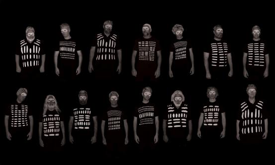 Maree Clarke<br/>
<em>Men in mourning</em> 2012; 2014 {printed} <!-- (recto) --><br />

gelatin silver photograph<br />
120.0 x 190.8 cm (image and sheet)<br />
National Gallery of Victoria, Melbourne<br />
Purchased, Victorian Foundation for Living Australian Artists, 2014<br />
2014.658<br />
© Maree Clarke / Licensed by Copyright Agency, Australia
<!--113255--><br/><a class="col-link block" href="/explore/collection/work/113255"><strong>Collection page <i class="fa fa-angle-right"></i></strong></a>