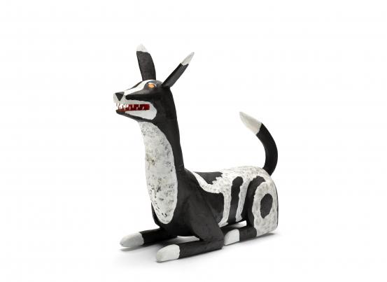 Vernon Marbendinar<br/>
<em>Mr Lion (Dingo story ku)</em> 2016 <!-- (full view) --><br />

synthetic polymer paint on milkwood (Alstonia actinophylla)<br />
66.5 x 22.8 x 96.5 cm<br />
National Gallery of Victoria, Melbourne<br />
Purchased, Victorian Foundation for Living Australian Artists, 2016<br />
2016.682<br />
© The artist, courtesy Wik and Kugu Art Centre
<!--122776--><br/><a class="col-link block" href="/explore/collection/work/122776"><strong>Collection page <i class="fa fa-angle-right"></i></strong></a>