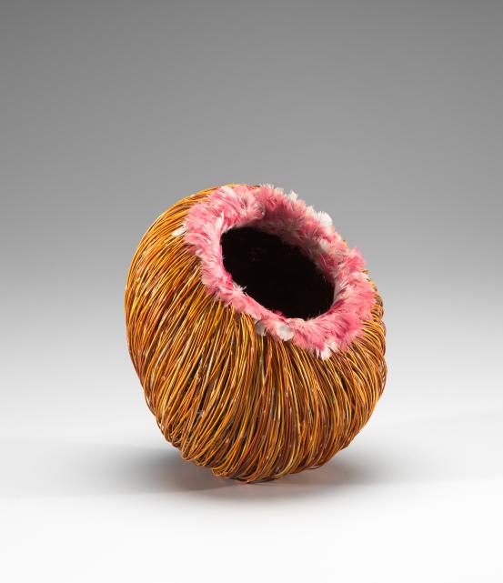 Shirley Macnamara<br/>
<em>Galah nest</em> 2017 <!-- (full view) --><br />

spinifex, Galah feathers, spinifex resin<br />
22.0 x 28.0 x 22.8 cm (variable)<br />
National Gallery of Victoria, Melbourne<br />
Purchased, Victorian Foundation for Living Australian Artists, 2017<br />
2017.443<br />
© The Artist and Alcaston Gallery, Melbourne
<!--126776--><br/><a class="col-link block" href="/explore/collection/work/126776"><strong>Collection page <i class="fa fa-angle-right"></i></strong></a>