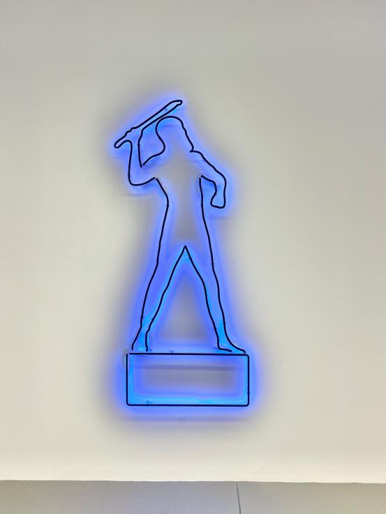 Reko Rennie<br/>
<em>OA WARRIOR I (blue)</em> 2020 <!-- (installation) --><br />

neon<br />
189.3 x 80.0 x 5.9 cm<br />
ed. 2/2<br />
National Gallery of Victoria, Melbourne<br />
Purchased, Victorian Foundation for Living Australian Artists, 2020<br />
2020.733<br />
© Reko Rennie. Photo: Samantha Lynch
<!--145419--><br/><a class="col-link block" href="/explore/collection/work/145419"><strong>Collection page <i class="fa fa-angle-right"></i></strong></a>