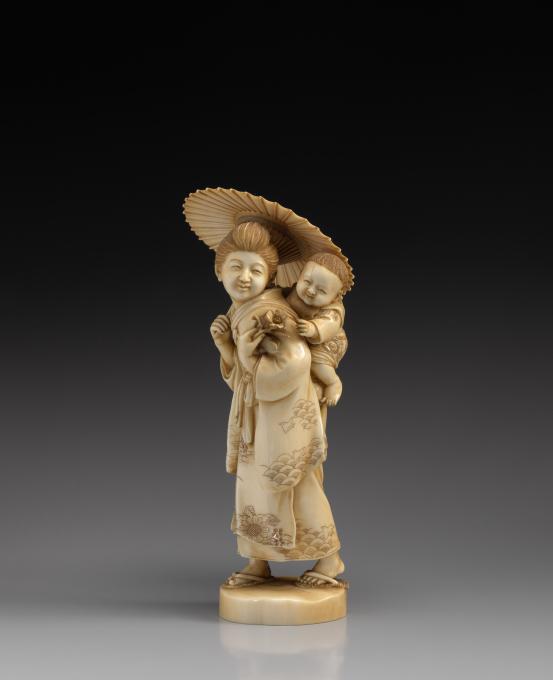 JAPANESE<br/>
<em>Mother with child, okimono</em> Meiji period 1868-1912 <!-- (full view) --><br />

ivory, ink<br />
19.4 x 6.8 x 5.6 cm<br />
National Gallery of Victoria, Melbourne<br />
Gift of the Cleland Family in memory of Allan Rex and Joan Muriel Cleland, 2018<br />
2018.1418<br />

<!--136748--><br/><a class="col-link block" href="/explore/collection/work/136748"><strong>Collection page <i class="fa fa-angle-right"></i></strong></a>