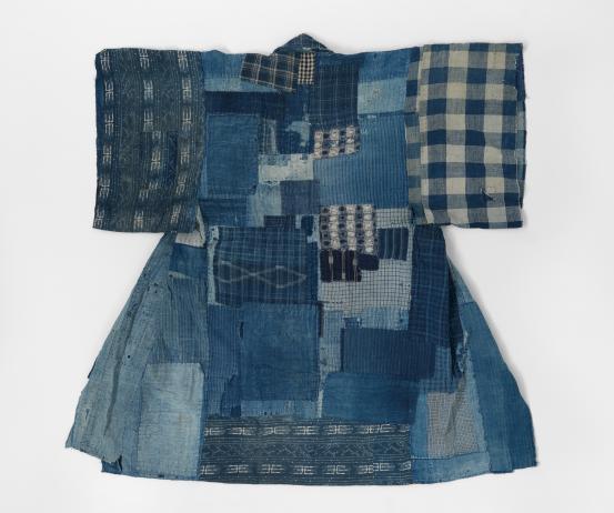 JAPANESE<br/>
<em>Rag kimono</em> Meiji period 1868-1912 <!-- (back view) --><br />
<em>(Boro kimono ボロ着物)</em><br />
cotton<br />
140.7 cm (centre back) 129.5 cm (cuff to cuff)<br />
National Gallery of Victoria, Melbourne<br />
Purchased, NGV Asian Art Acquisition Fund, 2014<br />
2014.23<br />

<!--111574--><br/><a class="col-link block" href="/explore/collection/work/111574"><strong>Collection page <i class="fa fa-angle-right"></i></strong></a>