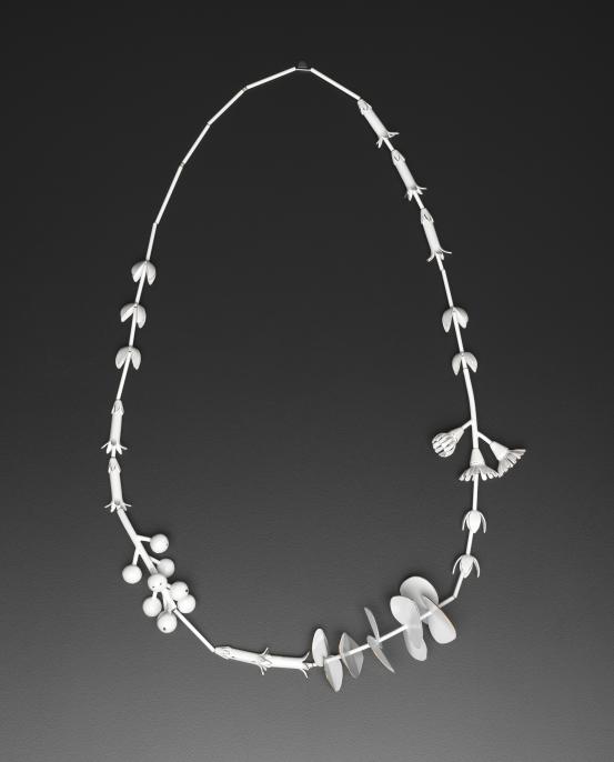 Jess DARE<br/>
<em>Untitled, necklace</em> (2017) <!-- (view 1) --><br />

powder-coated brass, sterling silver, steel<br />
41.5 x 21.0 x 5.0 cm (variable)<br />
National Gallery of Victoria, Melbourne<br />
Purchased, Victorian Foundation for Living Australian Artists, 2019<br />
2019.252<br />
&copy; Jess Dare
<!--139115-->