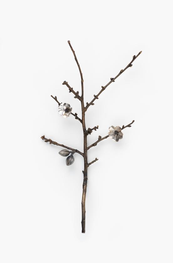 Katheryn LEOPOLDSEDER<br/>
<em>The almond branch that buds, blossoms and fruits, brooch</em> (2022) <!-- (full view) --><br />

bronze, sterling silver, stainless steel<br />
36.5 x 18.0 x 7.0 cm<br />
National Gallery of Victoria, Melbourne<br />
Purchased, Victorian Foundation for Living Australian Artists, 2022<br />
2022.794<br />
© Kathryn Leopoldseder
<!--149462--><br/><a class="col-link block" href="/explore/collection/work/149462"><strong>Collection page <i class="fa fa-angle-right"></i></strong></a>