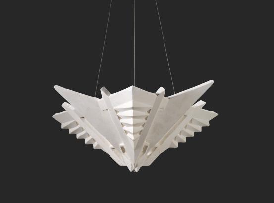 Marion MAHONY<br/>
<em>Pendant light shade</em> (c. 1924) <!-- (full view) --><br />

painted plaster<br />
25.0 x 40.0 x 40.0 cm irreg.<br />
National Gallery of Victoria, Melbourne<br />
Gift of Murray Griffin and Family, in memory of his grandfather Murray Griffin, through the Australian Government&rsquo;s Cultural Gift Program, 2024<br />
2024.34<br />

<!--153525-->