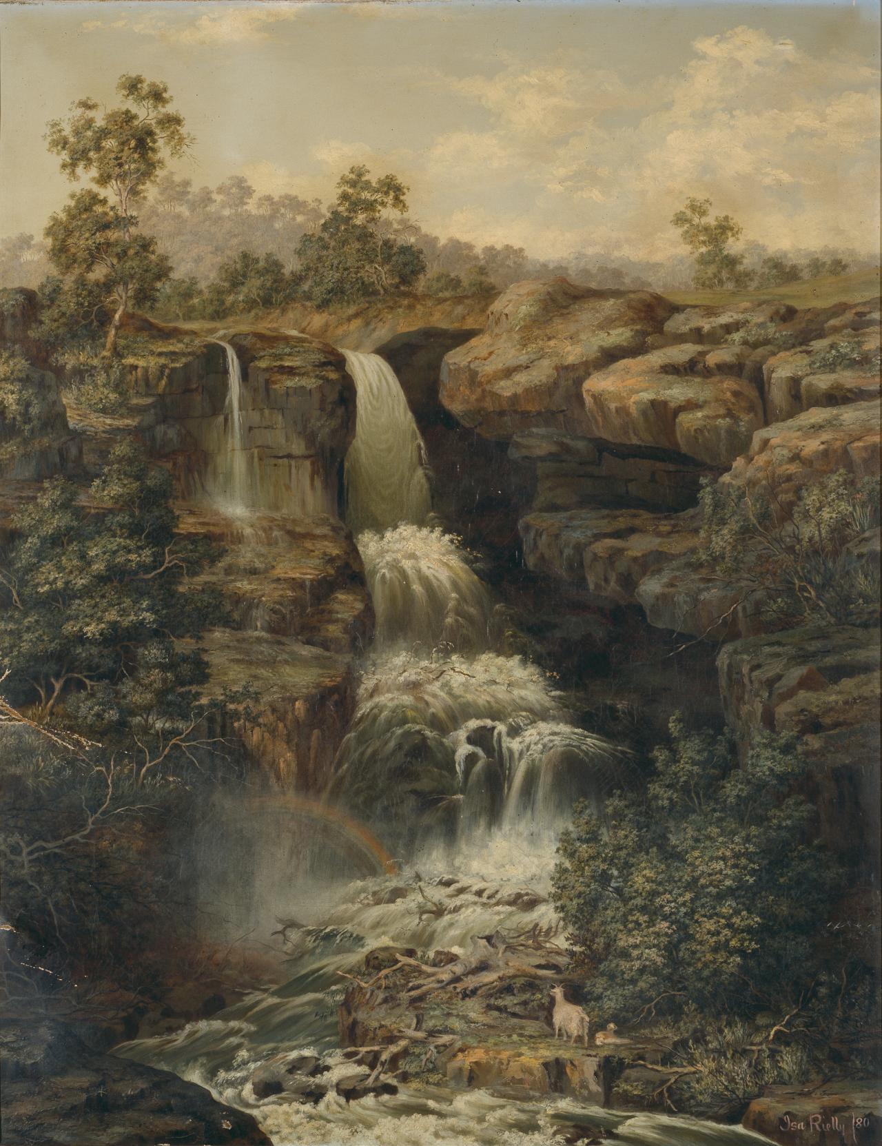 Isa RIELLY<br/>
<em>Waterfall at Mount Macedon</em> 1880 <!-- (recto) --><br />

oil on canvas<br />
92.4 x 71.2 cm<br />
National Gallery of Victoria, Melbourne<br />
Purchased, 1994<br />
A20-1994<br />

<!--5420-->