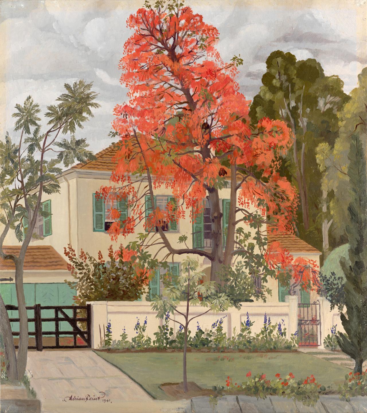 Adrian FEINT<br/>
<em>The Illawarra flame tree</em> 1941 <!-- (recto) --><br />

oil on canvas<br />
45.9 x 41.1 cm<br />
National Gallery of Victoria, Melbourne<br />
The Joseph Brown Collection. Presented through the NGV Foundation by Dr Joseph Brown AO OBE, Honorary Life Benefactor, 2004<br />
2004.170<br />
© Courtesy of the artist's estate
<!--75868-->
