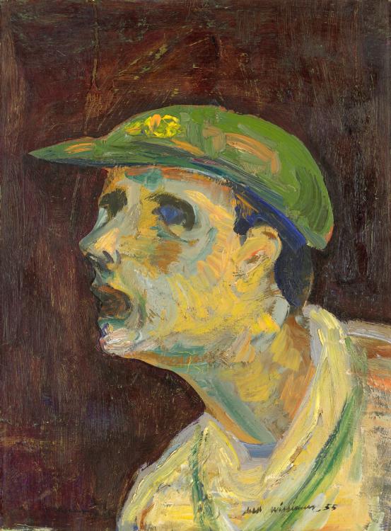 Fred WILLIAMS<br/>
<em>Cricketer</em> 1955 <!-- (recto) --><br />

oil on composition board<br />
46.0 x 34.0 cm<br />
National Gallery of Victoria, Melbourne<br />
The Joseph Brown Collection. Presented through the NGV Foundation by Dr Joseph Brown AO OBE, Honorary Life Benefactor, 2004<br />
2004.234<br />
&copy; Estate of Fred Williams
<!--76053-->