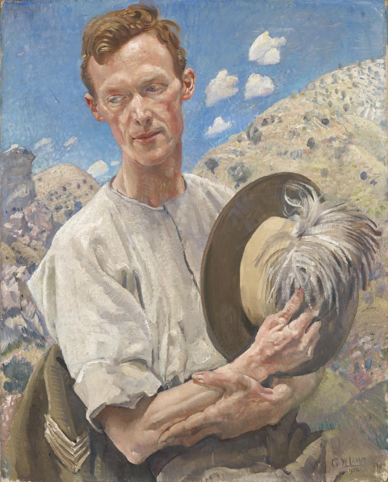 George W. LAMBERT<br/>
<em>A sergeant of the Light Horse</em> 1920 <!-- (recto) --><br />

oil on canvas<br />
77.0 x 62.0 cm<br />
National Gallery of Victoria, Melbourne<br />
Felton Bequest, 1921<br />
1182-3<br />

<!--5822-->