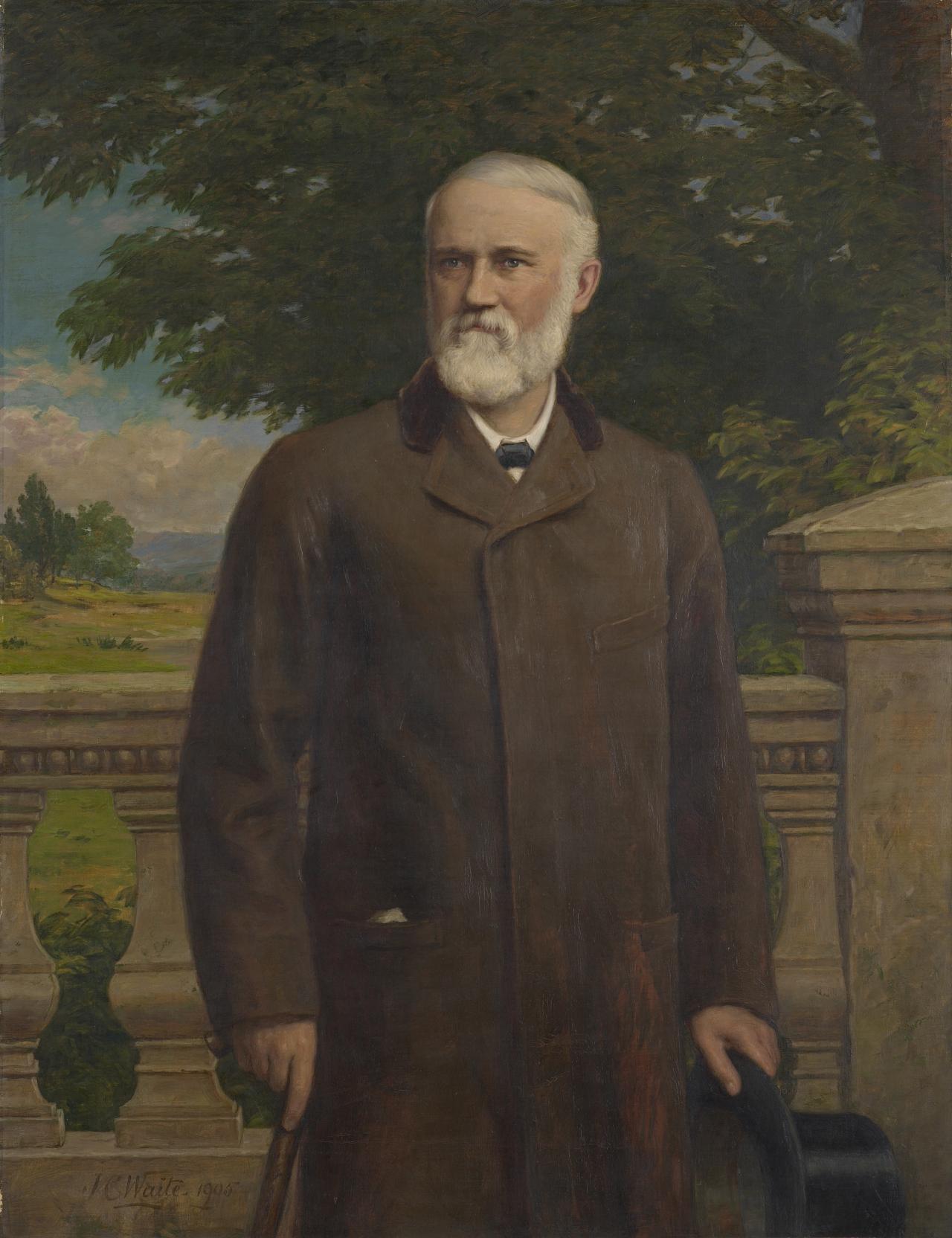 J. C. WAITE<br/>
<em>Alfred Felton</em> 1905 <!-- (recto) --><br />

oil on canvas<br />
(130.0 x 100.0 cm)<br />
National Gallery of Victoria, Melbourne<br />
Felton Bequest, 1905<br />
245-2<br />

<!--3165-->