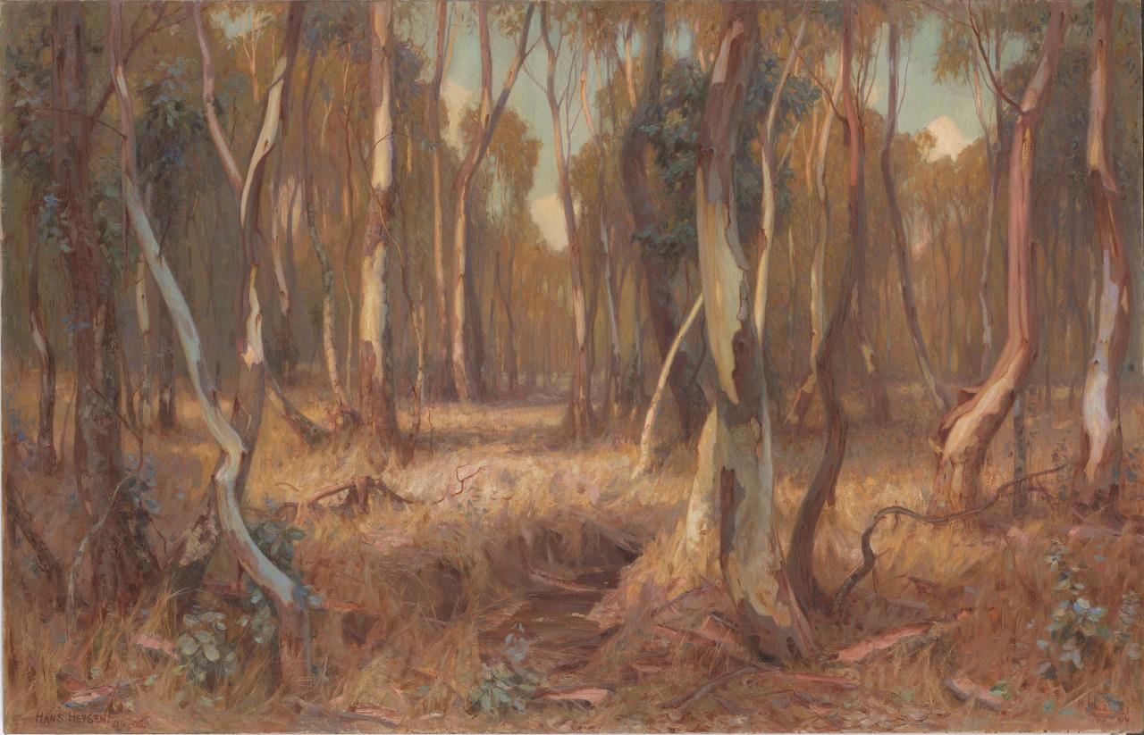 Hans HEYSEN<br/>
<em>Sunshine and shadow</em> 1904-1905 <!-- (recto) --><br />

oil on canvas<br />
115.6 x 178.8 cm<br />
National Gallery of Victoria, Melbourne<br />
Felton Bequest, 1906<br />
248-2<br />
© Hans Heysen Estate/Licensed by Copyright Agency, Australia
<!--5725-->