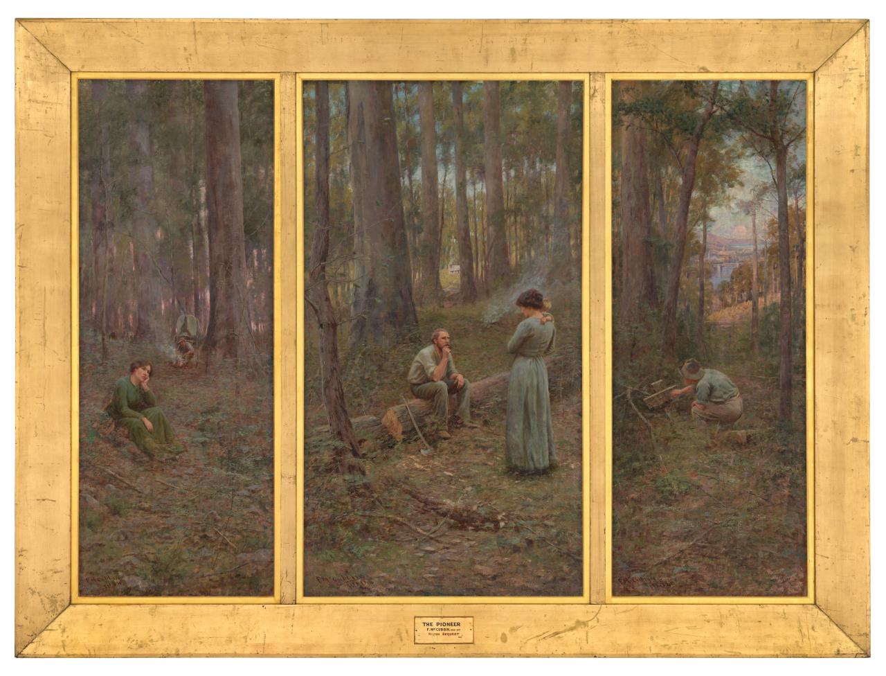 Frederick McCUBBIN<br/>
<em>The pioneer</em> 1904 <!-- (recto) --><br />

oil on canvas<br />
225.0 x 295.7 cm<br />
National Gallery of Victoria, Melbourne<br />
Felton Bequest, 1906<br />
253-2<br />

<!--5990-->