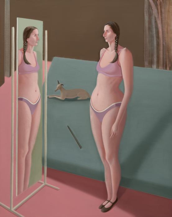 Prudence FLINT<br/>
<em>Hunting and fishing</em> 2023 <!-- (recto) --><br />

oil on canvas<br />
135.3 x 107.3 cm<br />
National Gallery of Victoria, Melbourne<br />
Purchased with funds donated by Bruce Parncutt AO and Celebration Donors, 2024<br />
2024.20<br />
© Prudence Flint
<!--152088--><br/><a class="col-link block" href="/explore/collection/work/152088"><strong>Collection page <i class="fa fa-angle-right"></i></strong></a>