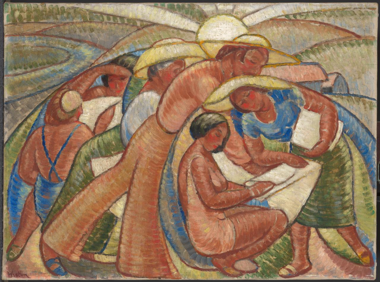 Doris Hope WESTON<br/>
<em>Claude Flight&rsquo;s painting lesson</em> (c. 1928) <!-- (recto) --><br />

oil on canvas<br />
68.7 x 51.2 cm<br />
National Gallery of Victoria, Melbourne<br />
June Sherwood Bequest, 2025<br />
2025.605<br />
&copy; Estate of the Artist
<!--157465-->