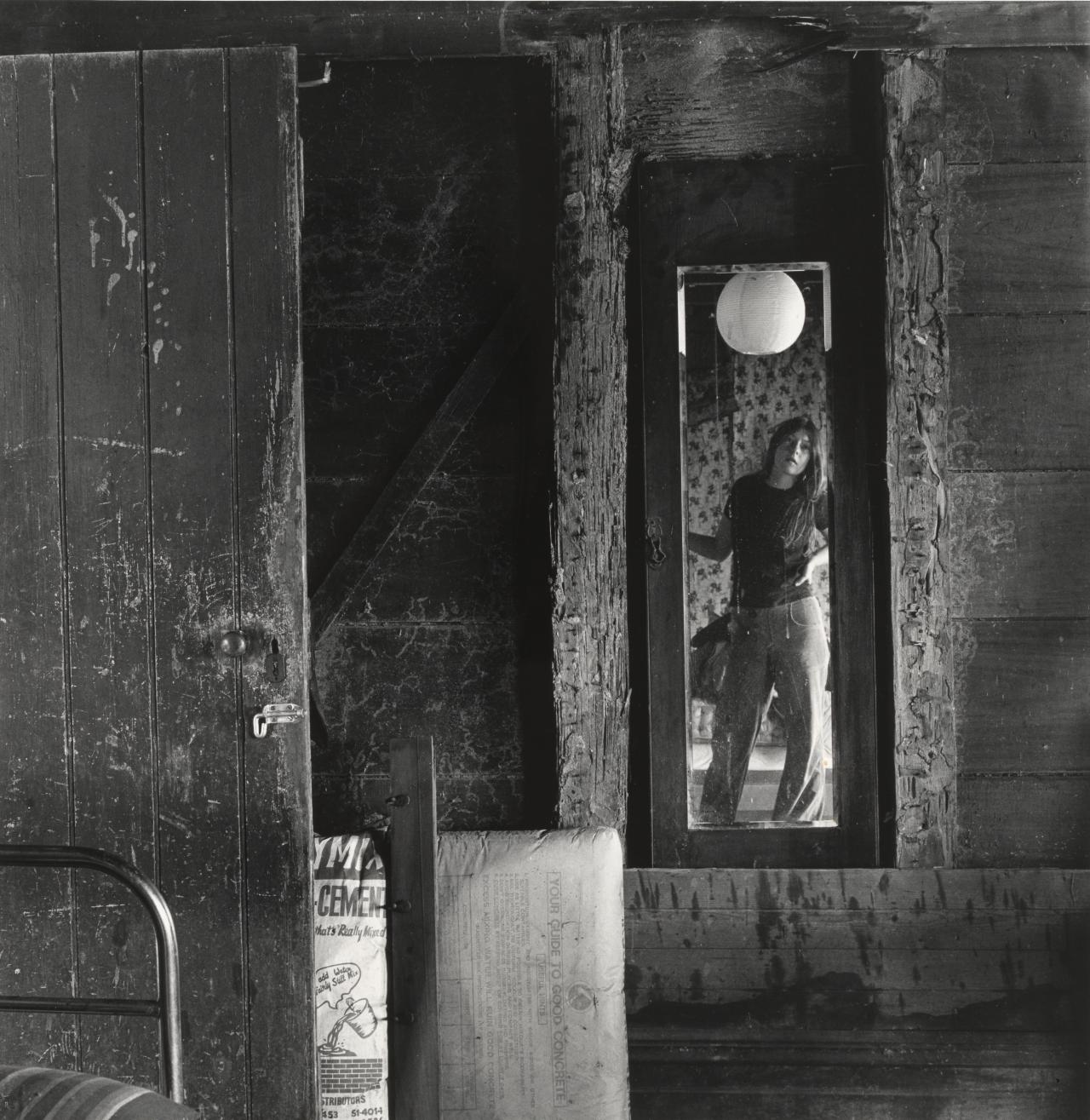 Fiona HALL<br/>
<em>Me at Wolombi, May 1974</em> 1974 <!-- (recto) --><br />

gelatin silver photograph<br />
33.8 x 33.1 cm (image)<br />
National Gallery of Victoria, Melbourne<br />
Purchased through the KODAK (Australasia) Pty Ltd Fund, 1976<br />
PH177-1976<br />
© Fiona Hall
<!--10553-->