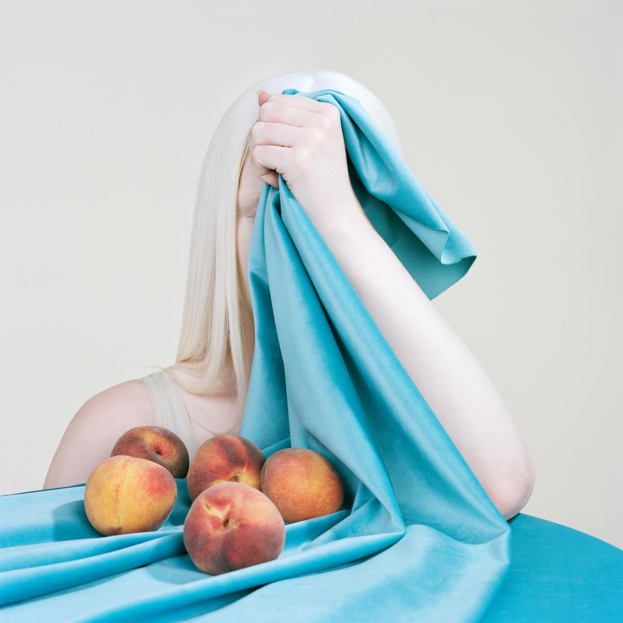 Petrina HICKS<br/>
<em>Peaches and velvet</em> 2018 <!-- (recto) --><br />
from the <i>Still Life Studio</i> series 2018<br />
pigment inkjet print<br />
120.0 x 120.0 cm (image)<br />
ed. 1/4<br />
National Gallery of Victoria, Melbourne<br />
Purchased, Victorian Foundation for Living Australian Artists, 2018<br />
2018.1316<br />
© Petrina Hicks. Courtesy of Michael Reid, Sydney; and This Is No Fantasy, Melbourne
<!--136042-->