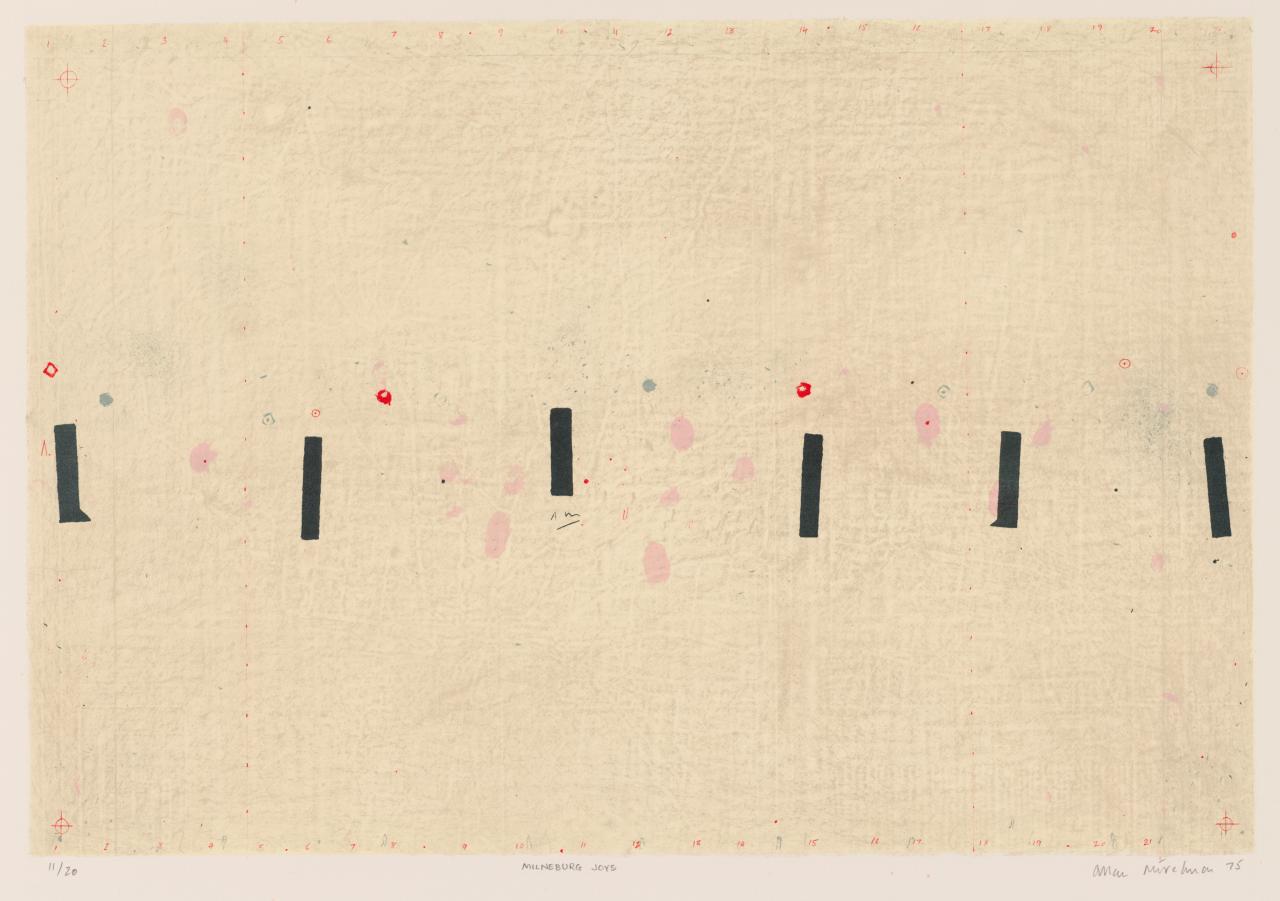 Allan MITELMAN<br/>
<em>Milneburg Joys</em> 1975 <!-- (recto) --><br />

colour lithograph<br />
43.4 x 63.8 cm (image) 57.0 x 76.4 cm (sheet)<br />
ed. 11/20<br />
National Gallery of Victoria, Melbourne<br />
Purchased, 1976<br />
P103-1976<br />
© Allan Mitelman/Licensed by Copyright Agency, Australia
<!--25220-->