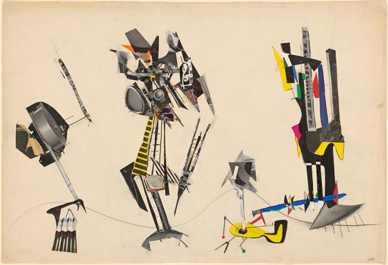 Robert KLIPPEL<br/>
<em>(Untitled)</em> 1955 <!-- (recto) --><br />

collage of cut printed illustrations, gouache and pencil<br />
37.8 x 55.6 cm (sheet)<br />
National Gallery of Victoria, Melbourne<br />
Gift of James Mollison, 1981<br />
P54-1981<br />
© Andrew Klippel
<!--27369-->