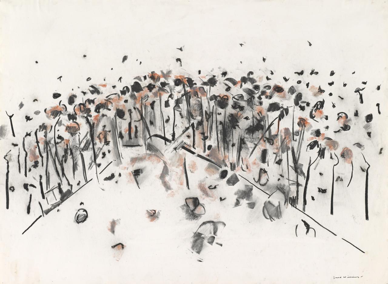 Fred WILLIAMS<br/>
<em>Knoll in the You Yangs</em> (c. 1963-1964) <!-- (recto) --><br />

charcoal and coloured chalk<br />
56.2 x 76.2 cm (sheet)<br />
National Gallery of Victoria, Melbourne<br />
Presented through The Art Foundation of Victoria by Mrs Lyn Williams, Founder Benefactor, 1988<br />
P82-1988<br />
© Estate of Fred Williams
<!--26776-->