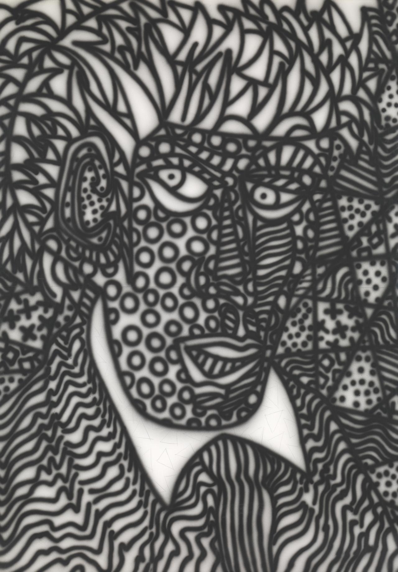 Howard ARKLEY<br/>
<em>Tattooed head</em> (1988) <!-- (recto) --><br />

synthetic polymer paint and pencil on two sheets<br />
172.0 x 122.0 cm (overall)<br />
National Gallery of Victoria, Melbourne<br />
Purchased through The Art Foundation of Victoria with the assistance of the Leon and Sandra Velik Endowment for Contemporary Drawing, 1989<br />
P91-1989<br />
© Courtesy of the artist's estate and Kalli Rolfe Contemporary Art
<!--28067-->