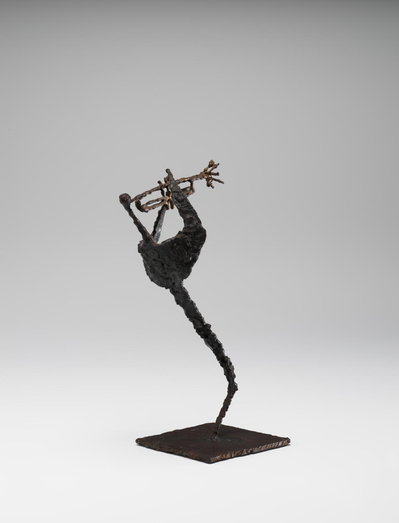 Clement MEADMORE<br/>
<em>The trumpeter</em> (1957) <!-- (full view) --><br />

steel, brass<br />
33.0 x 13.3 x 18.4 cm<br />
National Gallery of Victoria, Melbourne<br />
Gift of Dean Keep and Jeromie Maver through the Australian Government’s Cultural Gift Program, 2025<br />
2025.37<br />
© Clement Meadmore/VAGA, New York. Licensed by Copyright Agency, Australia
<!--155867-->