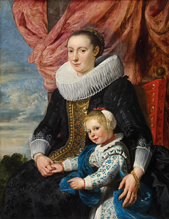 fig. 11 <br/>
Cornelis de Vos<br/>
<em>Portrait of a lady with her daughter</em> c.1620<br/>
oil on wood panel<br/>
110.5 x 86.0 cm<br/>
Fine Arts Museums of San Francisco, San Francisco <br/>
Gift of the Samuel H. Kress Foundation (61.44.34)<br/>


