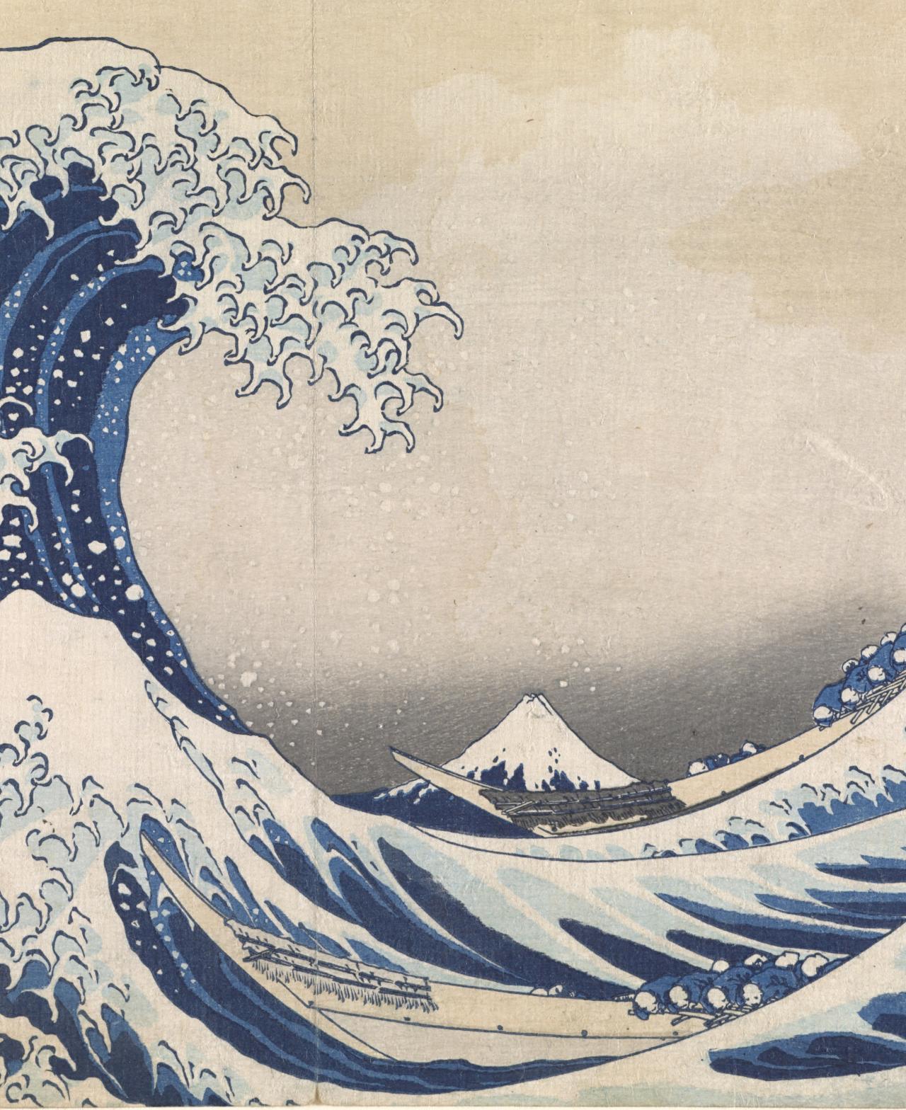 fig. 1<br/>
Katsushika Hokusai<br/>
<em>Under the wave off Kanagawa</em> c.1830 (detail)<br/>
from the series <em>Thirty-six views of Mount Fuji</em><br/>
c.1830–35<br/>