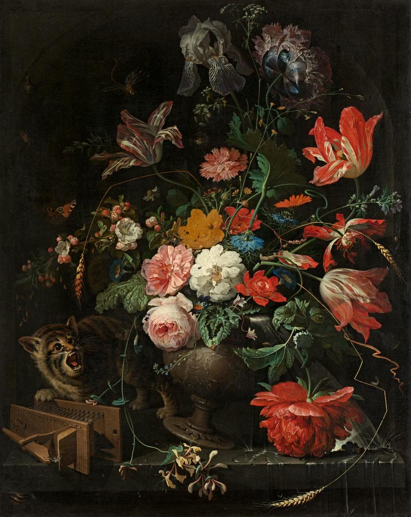 fig. 5<br/>
Abraham Mignon<br/>
German/Dutch 1640&ndash;1679<br/>
<em>Flower still life with cat and mouse</em> <br/>
oil on canvas<br/>
89.0 x 72.0 cm<br/>
Rijksmuseum, Amsterdam<br/>
&copy; Photo-Commissie Rijksmuseum, Amsterdam<br/>


