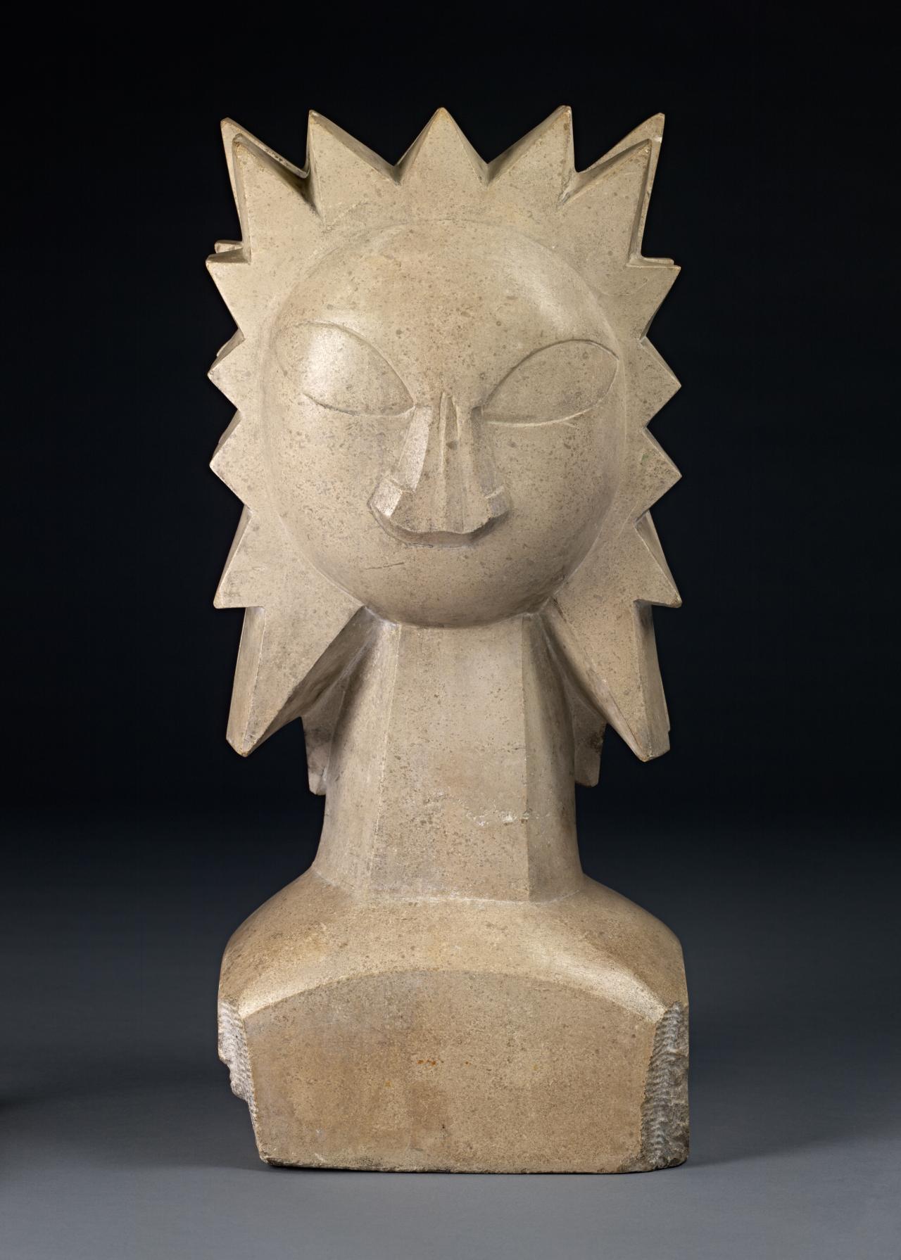 fig. 1 <br/>
Jacob Epstein <br/>
American, 1880–1959 <br/>
<em>Sunflower</em> c.1910 <br/>
San Stefano stone <br/>
height 58.5 cm <br/>
Felton Bequest 1983 (S1-1983)<br/>