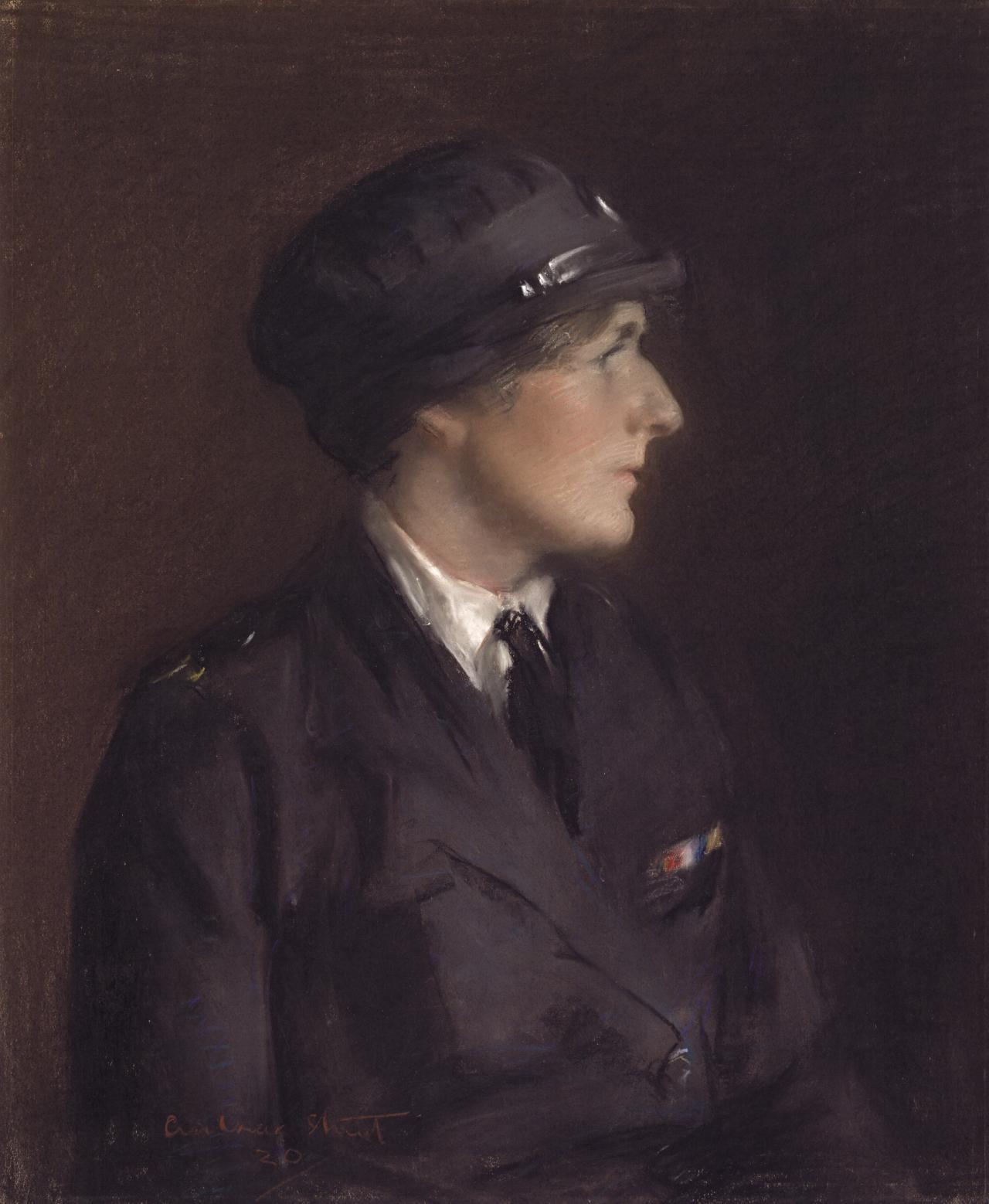 fig. 1 <br/>
Janet Cumbrae-Stewart <br/>
1885?–1960<br/>
<em>Portrait of Jessie Traill in the uniform of Queen Alexandra’s Military Imperial Nurses</em> 1920<br/>
pastel<br/>
56.7 x 47.0 cm<br/>
National Gallery of Victoria <br/>
Presented by Jessie Traill, 1966 (823-5)<br/>