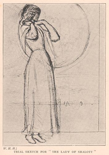 fig. 6<br/>
William Holman Hunt<br/>
<em>Study for The Lady of Shalott</em> c.1856<br/>
pencil<br/>
11 x 9 cm<br/>
Private Collection<br/>
Photo: Sotheby&rsquo;s<br/>


