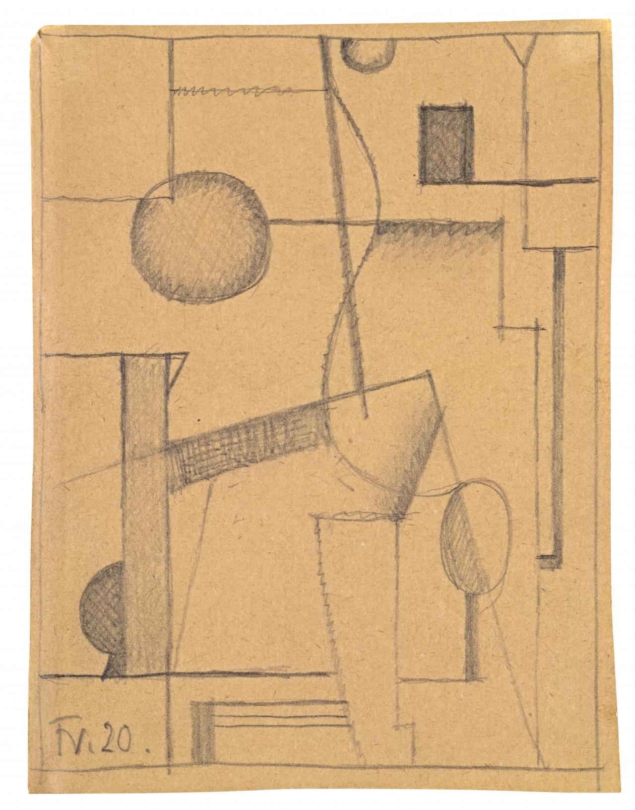 fig. 3<br/>
Friedrich Vordemberge-Gildewart <br/>
German 1899-1962<br/>
<em>Etude</em> 1920<br/>
pencil<br/>
15 x 11 cm<br/>
National Gallery of Victoria<br/>
Felton Bequest 1979 (P1-1979)<br/>