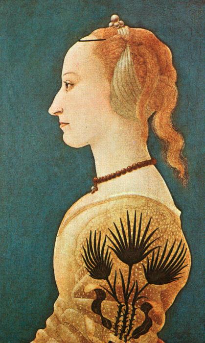 fig. 2<br/>
Alesso Baldovinetti<br/>
Italian 1425&ndash;1499<br/>
<em>Portrait of a lady in yellow</em> c.1465 <br/>
63.0 x 40.5 cm <br/>
The National Gallery, London<br/>


