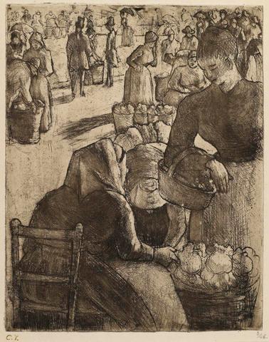 Camille Pissarro Drawing on Gouache paper signed and Sealed mixed