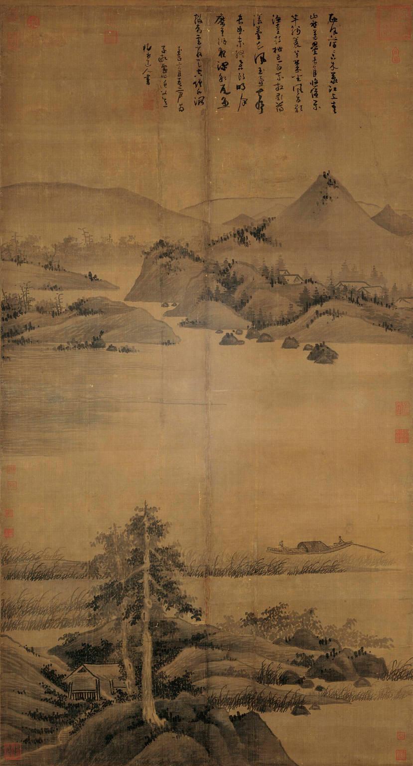 fig. 9<br/>
Wu Zhen<br/>
Chinese 1280-1354<br/>
<em>Fisherman</em> 1342<br/>
hanging scroll: ink on silk<br/>
176.1 x 95.6 cm<br/>
National Palace Museum, Taipei<br/>


