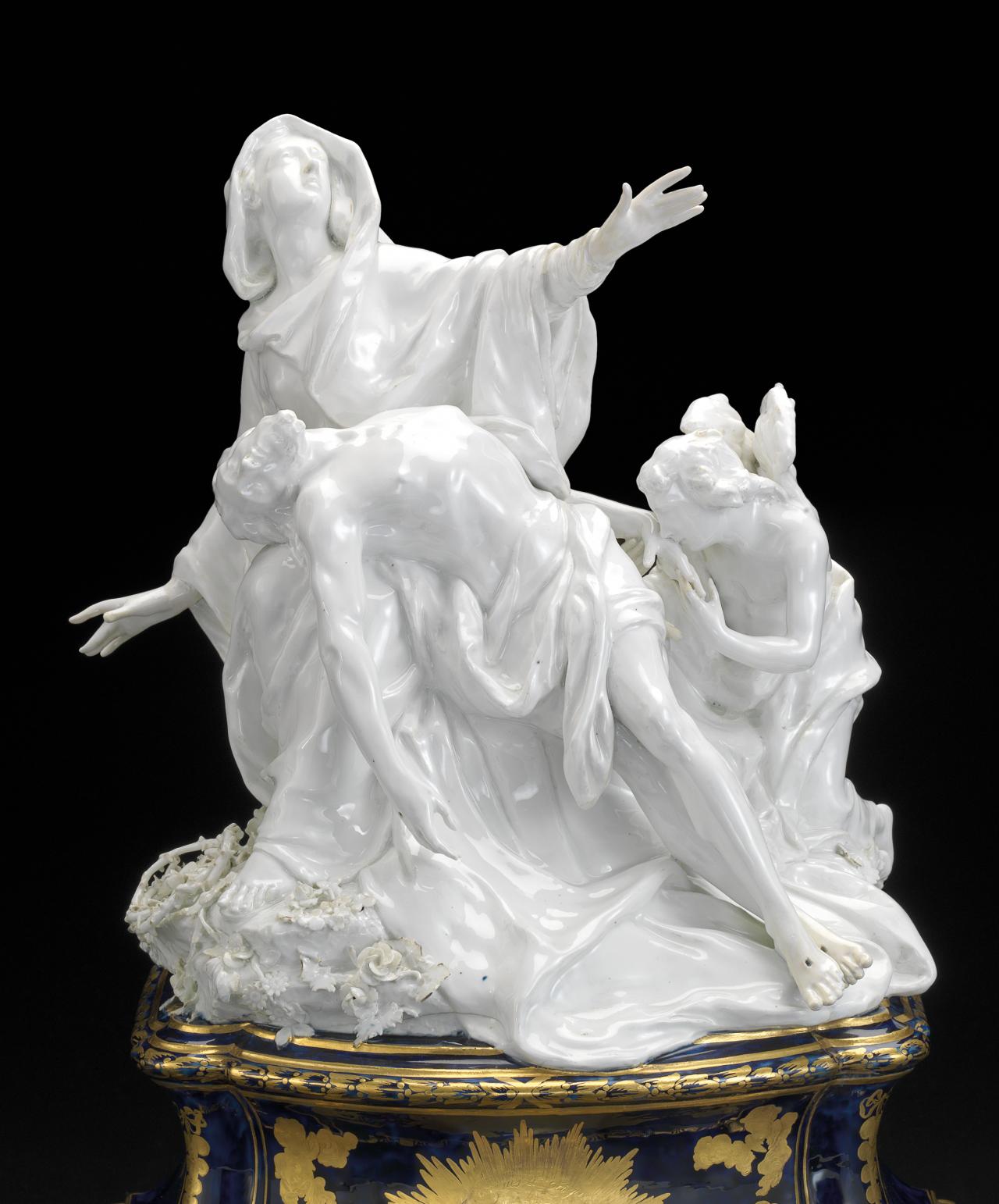 fig. 1 <br/>
Chelsea Porcelain Factory, London (manufacturer)<br/>
England c.1744–69<br/>
Joseph Willems (designer)<br/>
Flanders/England c.1715–66<br/>
<em>Pietà</em> c.1761 (detail)<br/>
porcelain (soft-paste)<br/>
38.5 x 28.5 x 22.8 cm<br/>
National Gallery of Victoria, Melbourne<br/>
Purchased through The Art Foundation of Victoria with the assistance of the Alcoa Foundation, Governor, 1989 (D2-1989)<br/>