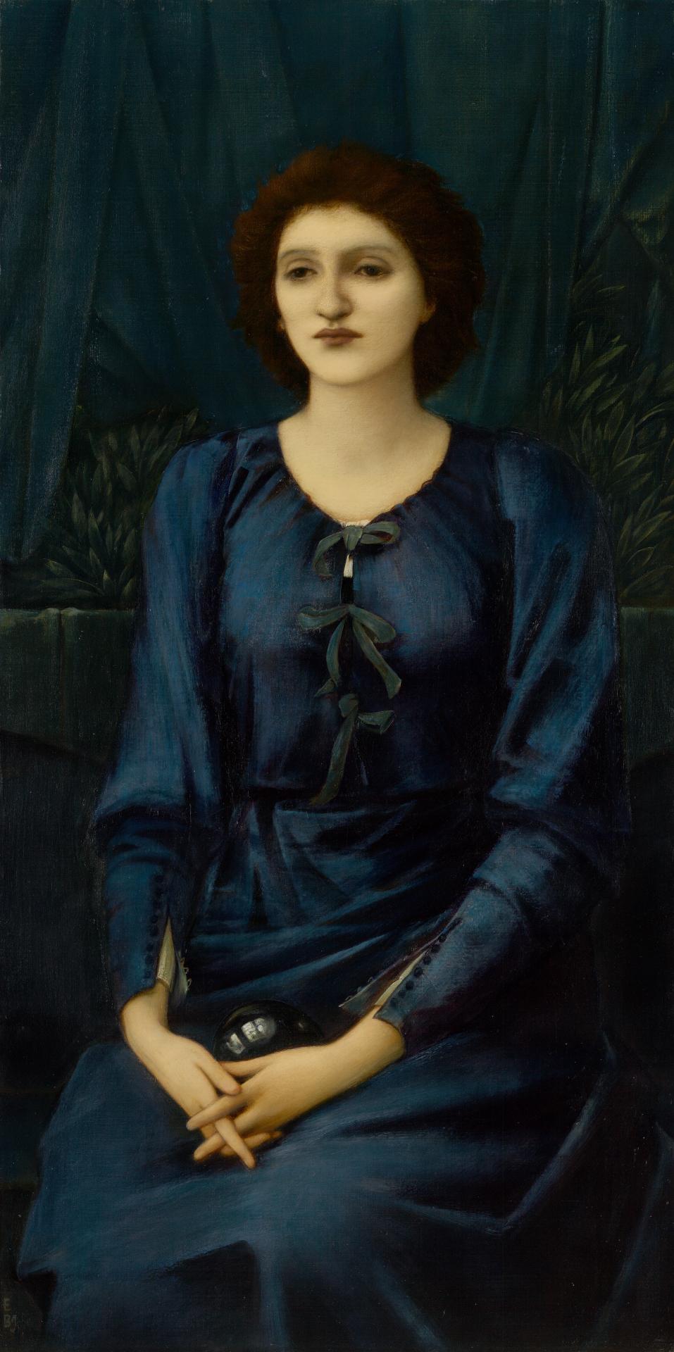 fig. 1<br/>
Edward Burne-Jones <br/>
English 1833–1898<br/>
<em>Baronne Madeleine Deslandes</em> 1895–96<br/>
oil on canvas<br/>
115.5 x 58.2 cm<br/>
National Gallery of Victoria, Melbourne<br/>
Purchased with funds donated by Andrew Sisson, 2005 (2005.585)<br/>