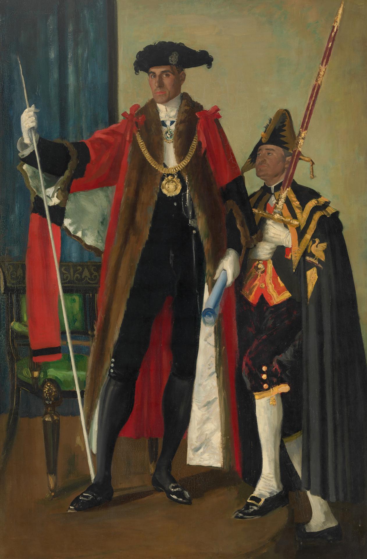 fig. 1<br/>
Augustus John<br/>
<em>Rt. Hon. Harold Chaloner Dowdall, Lord Mayor of Liverpool and his</em> <em>sword-bearer</em> 1909<br/>
oil on canvas<br/>
206.7 x 137.5 cm<br/>
National Gallery of Victoria<br/>
Felton Bequest, 1938<br/>