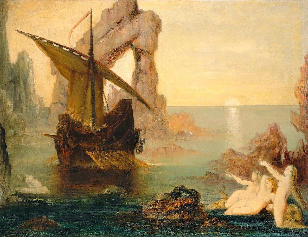 Gustave Moreau<br/>
French 1826-1898<br/>
<em>The sirens</em><br/>
oil on canvas<br/>
89.0 x 118.0 cm<br/>
Gustave Moreau Museum (Inv. 13957)<br/>
© Photo RMN - Christian Jean