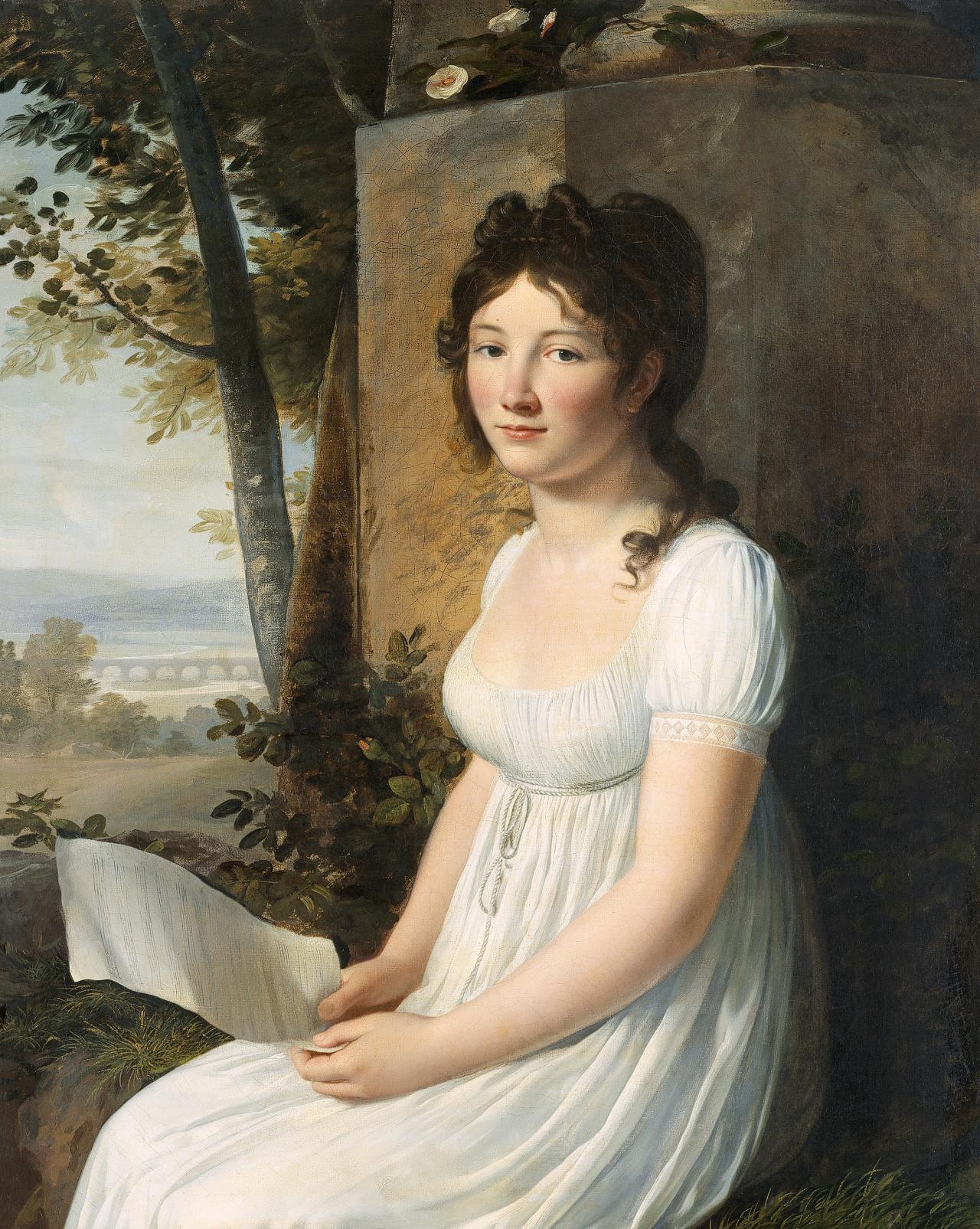 Louis-André-Gabriel BOUCHET (attributed to)<br/>
French 1759-1842<br/>
Portrait of a young lady (c. 1800) -1805<br/>
oil on canvas <br/>
91.0 x 72.0 cm<br/>
Fondation Napoléon, Paris<br/>
Donation Lapeyre (inv. 192)<br/>
© Fondation Napoléon - Patrice Maurin Berthier