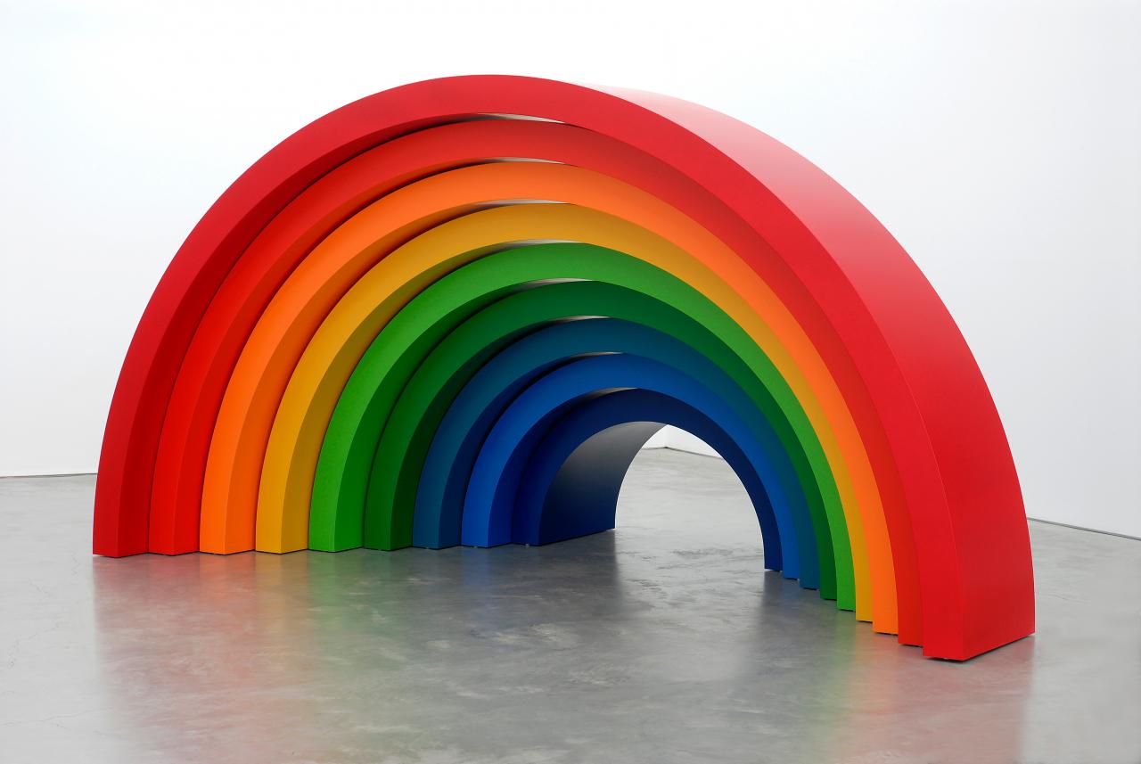 Emily Floyd<br/>
born Australia 1972 <br/>
Steiner rainbow 2006<br/>
epoxy paint on composition board<br/>
(a-i) 181.0 x 361.0 x 180.0 cm (variable) (installation)<br/>
Queensland Art Gallery, Brisbane<br/>
Gift of the artist through the Queensland Art Gallery Foundation 2011. Donated through the Australian Government’s Cultural Gifts Program<br/>
© Emily Floyd, courtesy Anna Schwartz Gallery