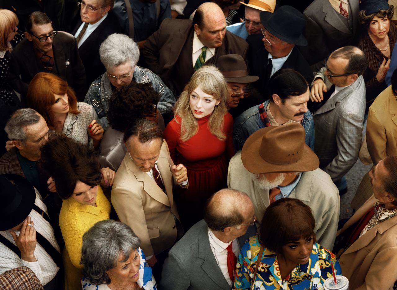 Alex Prager<br/>
American 1979–<br/>
<em>Crowd #2 (Emma)</em> 2012<br/>
pigment print<br/>
142.0 x 151.0 cm<br/>
Collection of Dr Clinton Ng, Sydney<br/>
© Alex Prager, courtesy of the artist and Lehmann Maupin, New York and Hong Kong