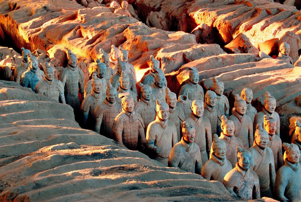 CHINESE<br/>
<em>The terracotta army</em><br/>
Qin dynasty (221-206 BCE) (detail)<br/>
earthenware (terracotta)<br/>
Emperor Qin Shihuang’s Mausoleum, Xi'an<br/>